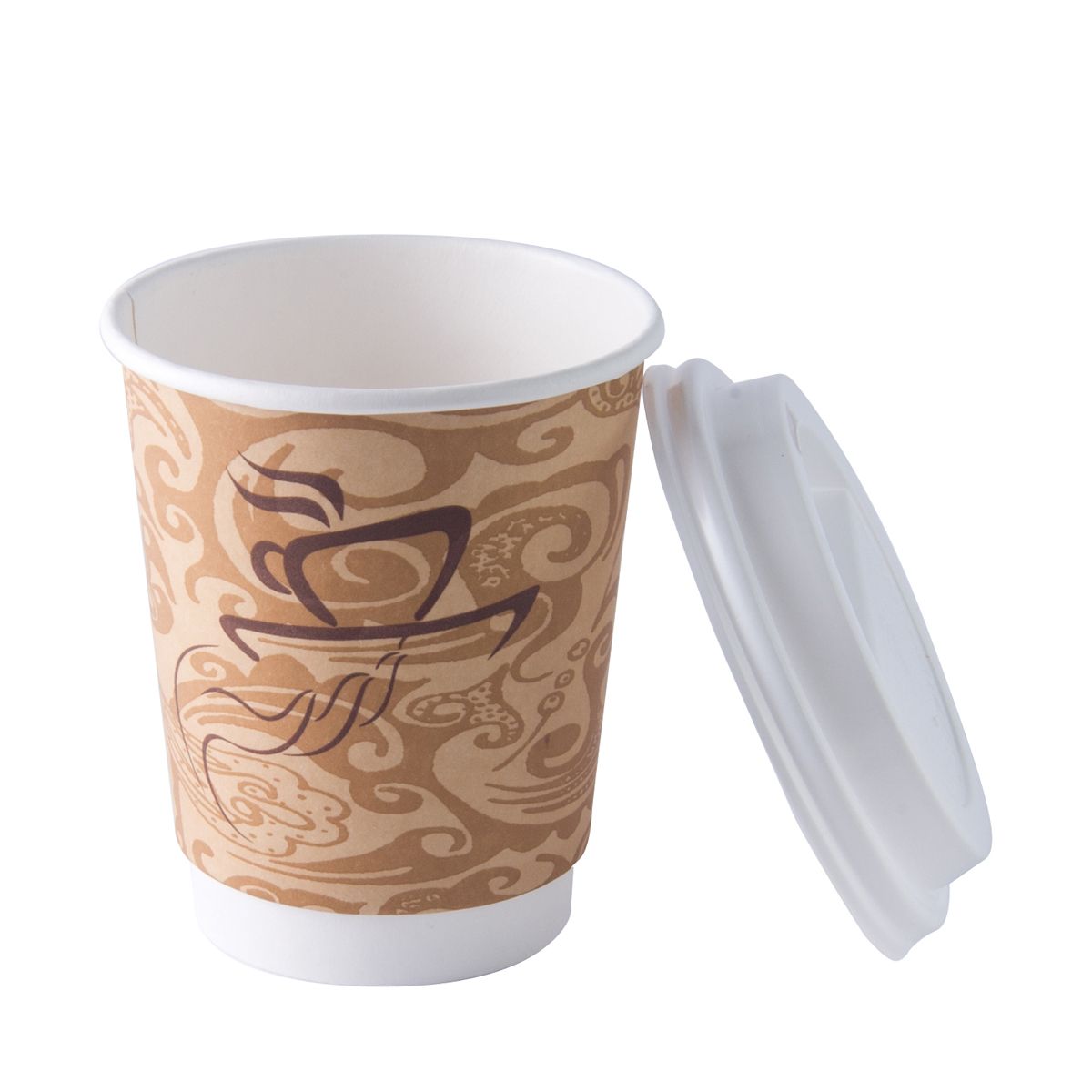 Double Wall Paper Coffee Cups w/ Lids - 8 oz. (#06000)