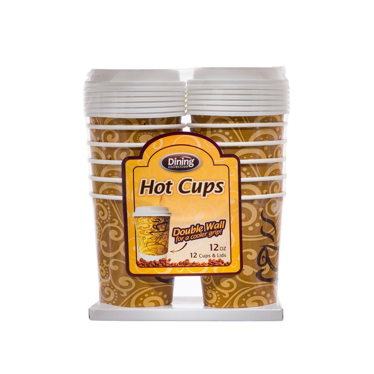 Double Wall Paper Coffee Cups w/ Lids - 12 oz. (#06002)