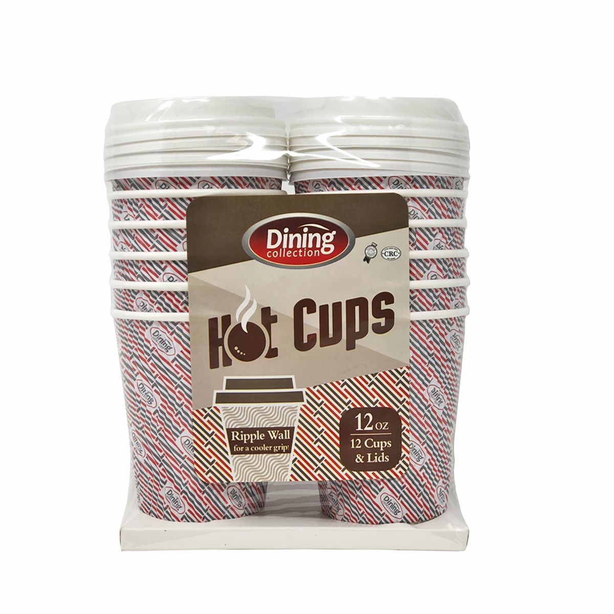 Ripple Wall Paper Coffee Cups w/ Lids - 12 oz. (#06012)