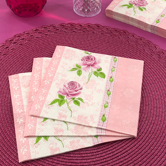 Dining Collection Lunch Napkins - Gentile Pink Roses (#24032)