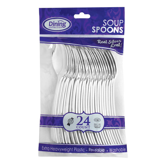 Dining Collection Silver Soupspoons Extra Heavyweight Plastic
