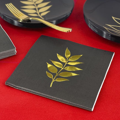 Dining Collection Lunch Napkins - Gold Leaf (Black) - (#24316)